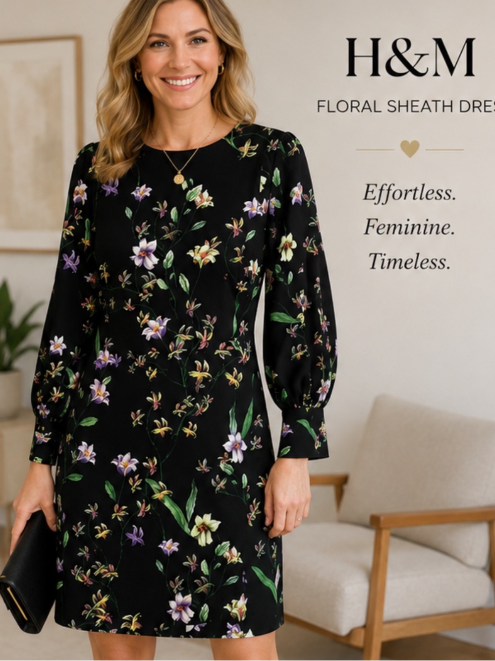 H&M floral sheath dress Dark romantic
